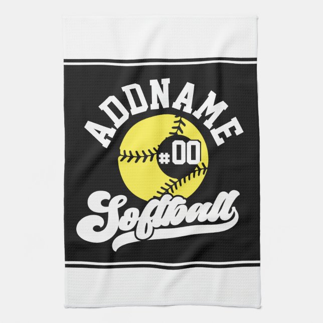 Linge De Cuisine Joueur de softball personnalisé AJOUTER LE NOM Équ (Vertical)