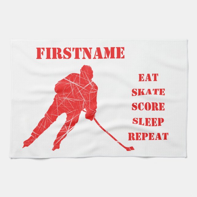 Linge De Cuisine Joueur rouge - patinage de hockey sur glace (Horizontal)