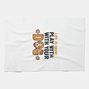 Linge De Cuisine Jouez Avec Votre Chien Dessin de Gravure Vintage D