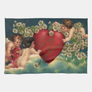 Linge De Cuisine Jour des Valentines vintages Cherubs victoriens au