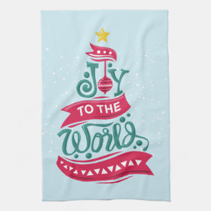 Linge De Cuisine Joy to the World Christmas Citation Typographie