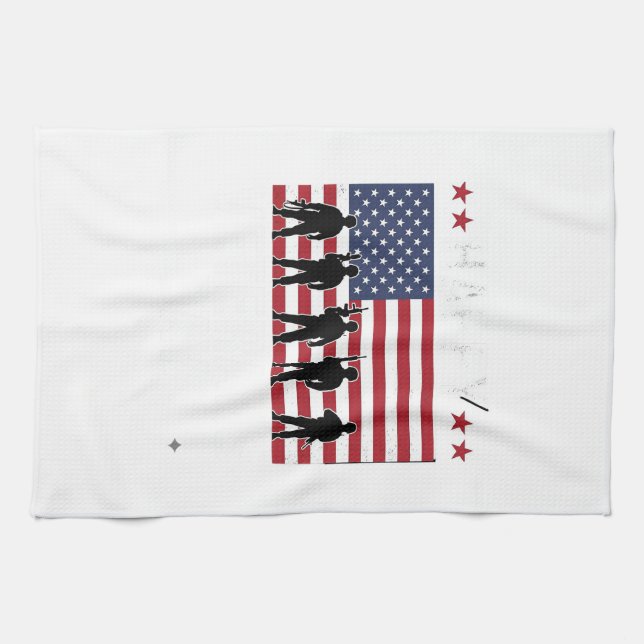Linge De Cuisine Joyeuse fête des vétérans Drapeau Silhouette Vecto (Horizontal)