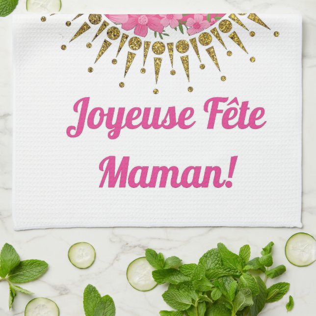 Linge De Cuisine Joyeuse Fête Maman  (Plié)