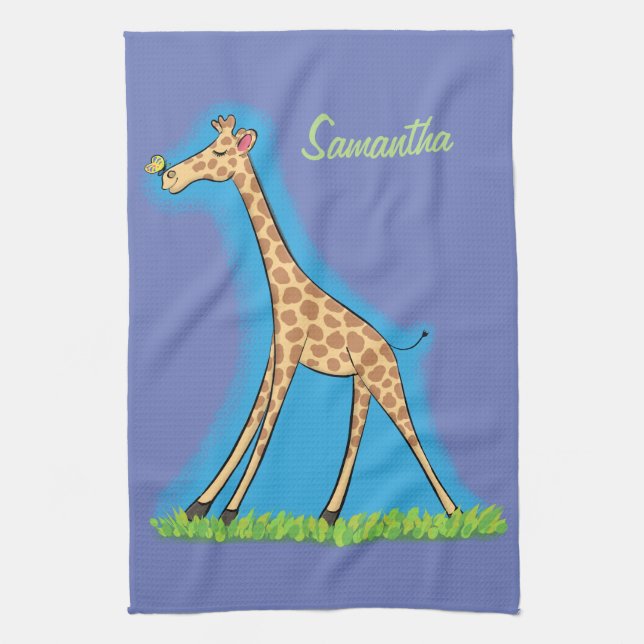 Linge De Cuisine Joyeuse girafe avec dessin animé de papillons (Vertical)