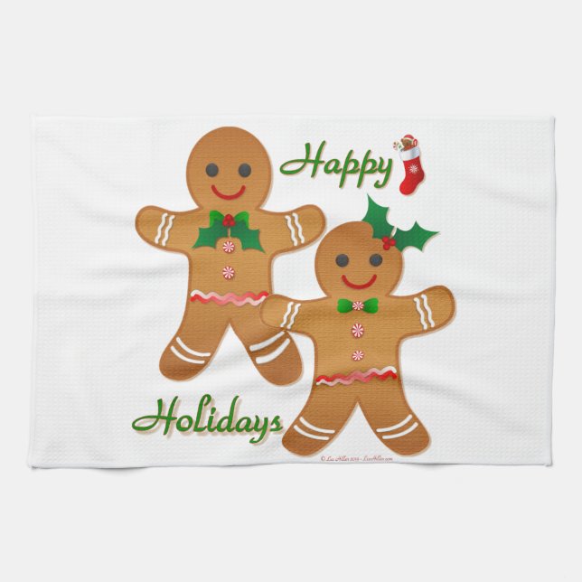 Linge De Cuisine Joyeuses vacances Gingerbread Homme garçon fille (Horizontal)