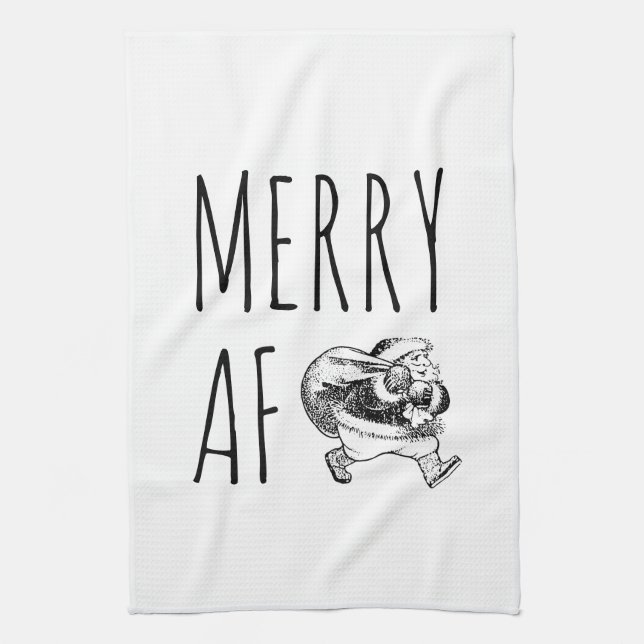 Linge De Cuisine Joyeux AF Funny Père Noël Noël (Vertical)