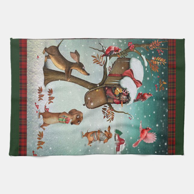 Linge De Cuisine Joyeux cadeau de Noël aux Amoureux de les chiens (Horizontal)