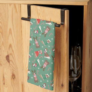 Linge De Cuisine Joyeux Chiens taureaux de marque de Noël