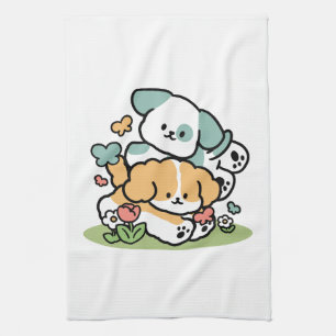 Linge De Cuisine Joyeux Chiots Arrivés En Mai - Kawaii Dog Art