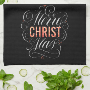 Linge De Cuisine Joyeux CHRISTmas Religieux Red Marquee Chalkboard