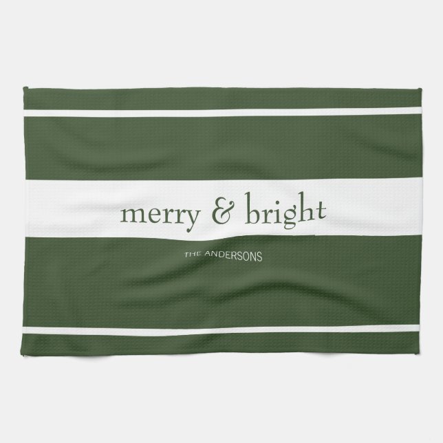 Linge De Cuisine Joyeux et vert brillant Noël (Horizontal)