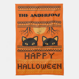 Linge De Cuisine Joyeux Halloween Chats Noirs Douceur moche Faux Kn