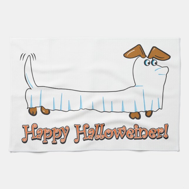 Linge De Cuisine Joyeux Halloween Dachshund (Horizontal)