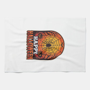 Linge De Cuisine Joyeux Halloween Toile d'araignée Gravure Vintage
