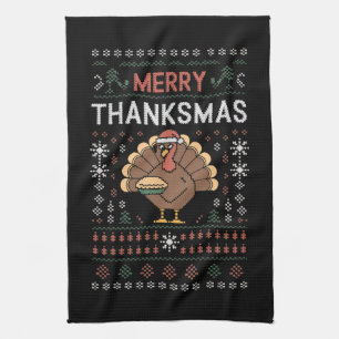 Linge De Cuisine Joyeux Merci Noël Christmas Thanksgiving Dinde 