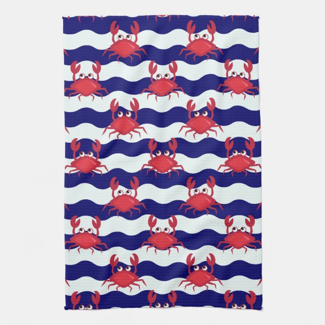 Linge De Cuisine Joyeux Motif de crabes (Vertical)