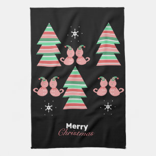 Linge De Cuisine Joyeux Noël Arbre Motif de chat