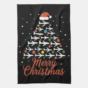 Linge De Cuisine Joyeux Noël Avion Vacances Arbre