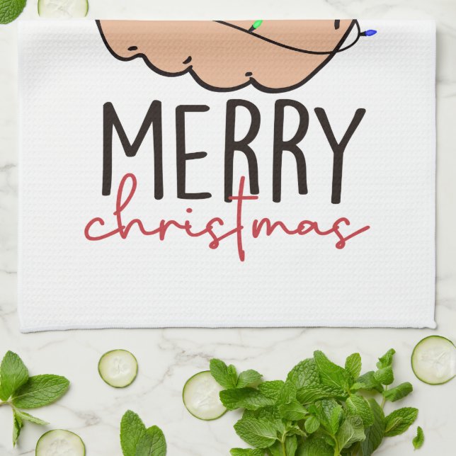 Linge De Cuisine Joyeux Noël donner le doigt (Plié)