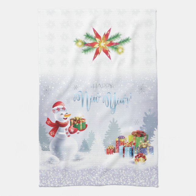 Linge De Cuisine Joyeux Noël et Bonne Année 2022 XMAS Snowman (Vertical)