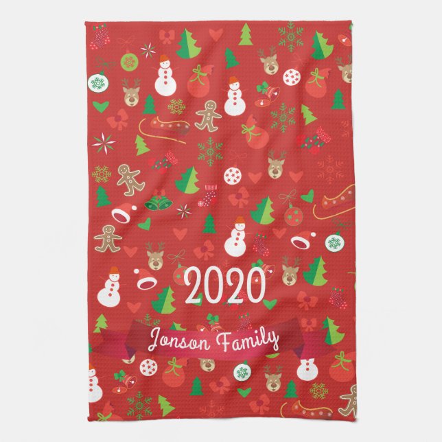 Linge De Cuisine Joyeux Noël et Bonne Année 2024 XMAS Snowman (Vertical)