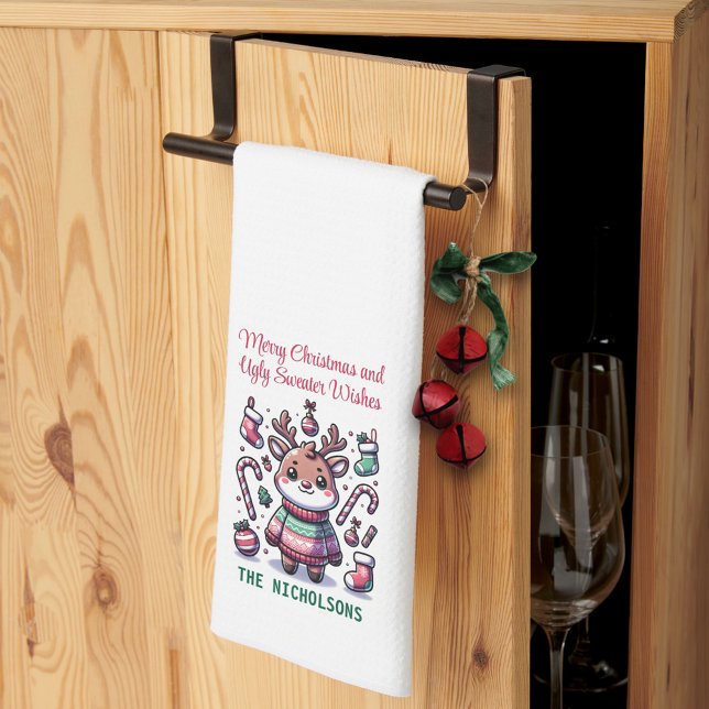 Linge De Cuisine Joyeux Noël et vilains voeux de Sweat Reindeer (Créateur téléchargé)