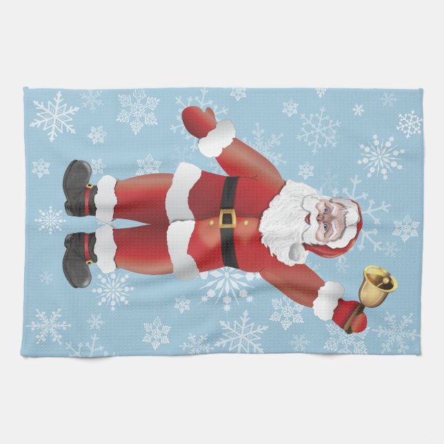 Linge De Cuisine Joyeux Noël Funny Caricature du Père Noël (Horizontal)