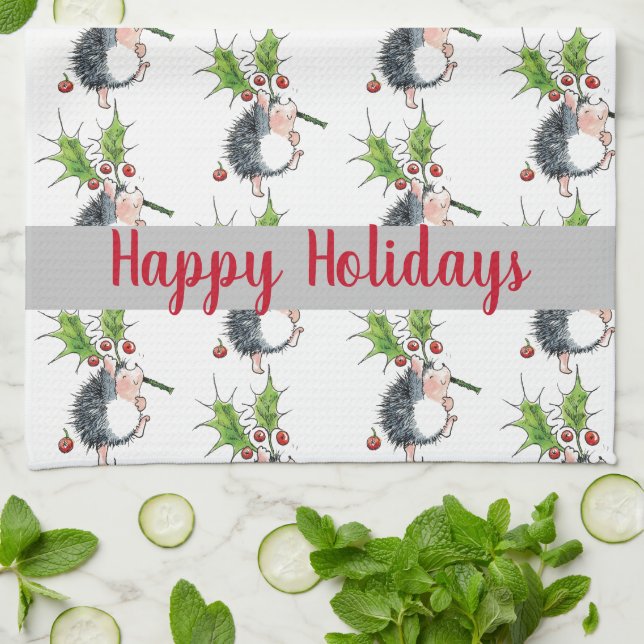 Linge De Cuisine Joyeux Noël Hérisson de Noël (Plié)