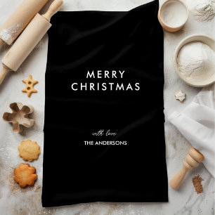 Linge De Cuisine Joyeux Noël Nom personnalisé Noir