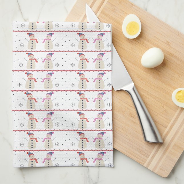 Linge De Cuisine Joyeux Noël Snowman Motif (Quart Plié)