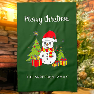Linge De Cuisine Joyeux Noël Vintage Snowman Personnalisé