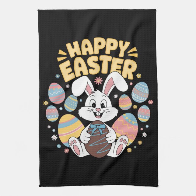 Linge De Cuisine Joyeux Pâques 2025 Oeufs Lapin mignon lapin lapin (Vertical)