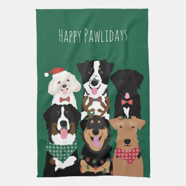 Linge De Cuisine Joyeux Pawlidays Noël mignon (Vertical)