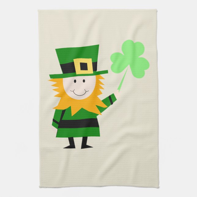Linge De Cuisine Joyeux Petit Leprechaun Beige (Vertical)
