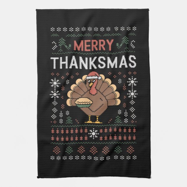 Linge De Cuisine Joyeux Thanksmans Noël Thanksgiving Turquie (Vertical)