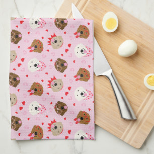 Linge De Cuisine Joyeux Valentines Day Golden Retriever Dogs