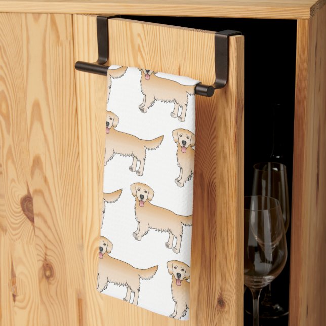 Linge De Cuisine Joyeux Yellow Golden Retriever Motif de dessin de  (Pliage en tiers)