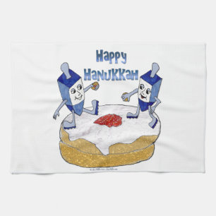 Linge De Cuisine Judaica Happy Hanukkah Dancing Dreidels
