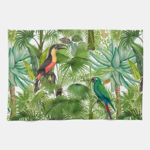 Linge De Cuisine Jungle, tropical,, oiseaux, toucan, perroquets,