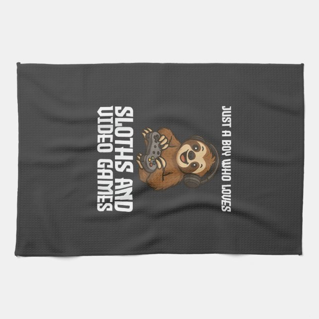 Linge De Cuisine Juste un garçon qui aime les paresseux et les jeux (Horizontal)