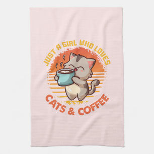 Linge De Cuisine Juste une fille qui aime les chats et le café