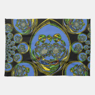 Linge De Cuisine Kaleidoscope bleu et jaune Imprimer