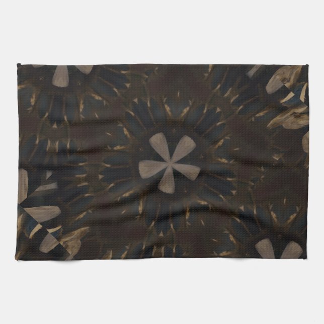 Linge De Cuisine Kaleidoscope Design Art Brown foncé (Horizontal)