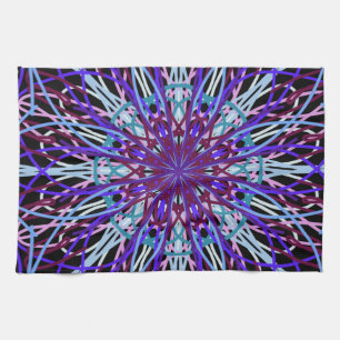 Linge De Cuisine Kaleidoscope noir violet Mandala Art