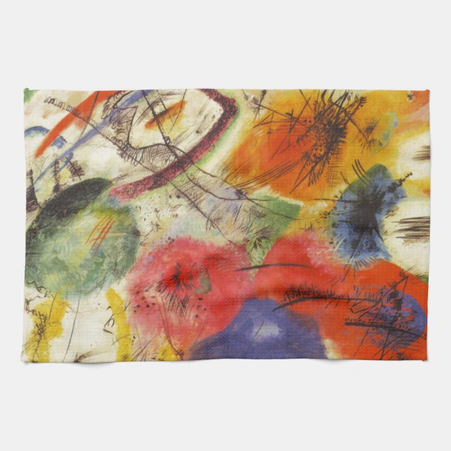 Linge De Cuisine Kandinsky Noir frappe la peinture Abstraite (Horizontal)