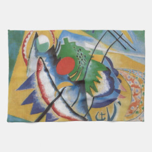 Linge De Cuisine Kandinsky rouge ovale Abstraite oeuvre d'art vert 