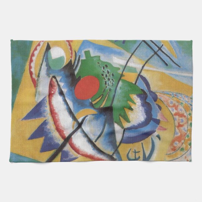 Linge De Cuisine Kandinsky rouge ovale Abstraite oeuvre d'art vert  (Horizontal)