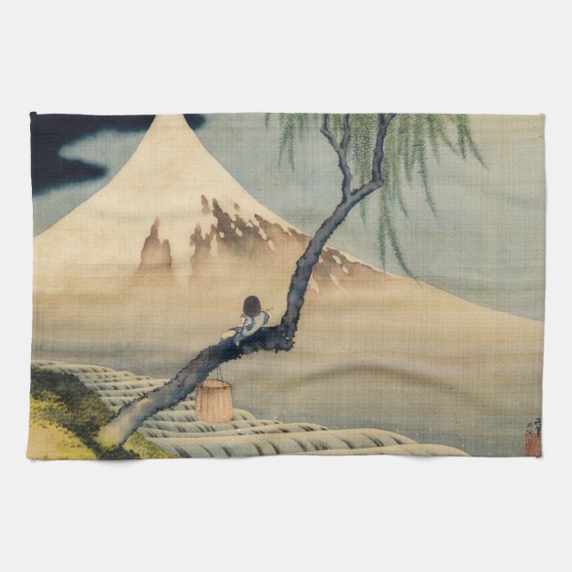 Linge De Cuisine Katsushika Hokusai - Garçon regardant le Mont Fuji (Horizontal)