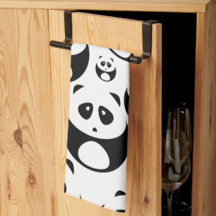 Linge De Cuisine Kawaii Black and White Panda Pattern
