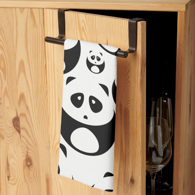 Linge De Cuisine Kawaii Black and White Panda Pattern (Pliage en tiers)